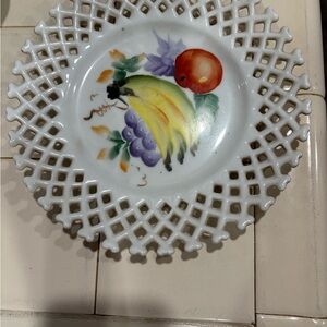 Vintage Kelvin’s Japan Reticulated Fruit Plate Bananas Grapes Apple